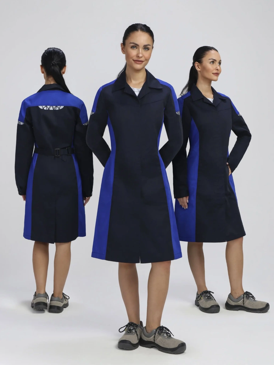 Халат женский ProfLineSpecialist (тк.Смесовая,240), т.синий/васильковый