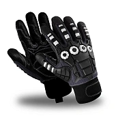 Перчатки ДЭТРИОН УЛЬТРА (IG-861), НРРЕ, спандекс, полиуретан, TPR- накладки, Velcro, цвет серо-белый