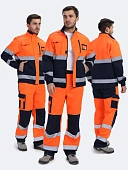Костюм сигнальный PROFLINE ProfLineSpecialist-1 (тк.Смесовая МВО,240) брюки, оранжевый/т.синий Костюм сигнальный PROFLINE ProfLineSpecialist-1 (тк.Смесовая МВО,240) брюки, оранжевый/т.синий