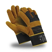 Перчатки СТАЛКЕР (MG-291/SPL-71), спилковые комбинированные, крага, цвет коричнево-синий