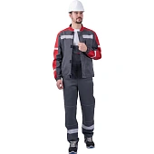 Костюм РОУД летний, серый-красный (Куртка+полукомбинезон)