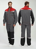 Костюм Строй-1 CH МВО (тк.Смесовая,280) брюки, т.серый/красный/черный