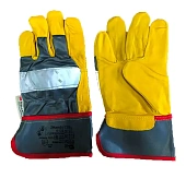 Перчатки кожаные с элементами повышенной видимости (HiViz) 2Hands 0132 с защитой от МП Перчатки кожаные с элементами повышенной видимости (HiViz) 2Hands 0132 с защитой от МП