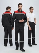 Костюм Лигор-1 СОП У. (тк.Смесовая,210) брюки, черный/красный