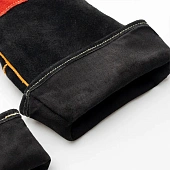 Перчатки (краги) спилковые усиленные термозащитные ProfLineLeader, черный/красный