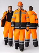 Костюм зимний для дорожника (тк.Оксфорд) брюки, оранжевый/черный Костюм зимний для дорожника (тк.Оксфорд) брюки, оранжевый/черный