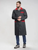 Халат мужской Технолог (тк.Смесовая,210), т.серый/красный