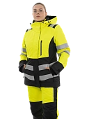 Зимняя женская сигнальная куртка Brodeks KW230, желтый/черный  Зимняя женская сигнальная куртка Brodeks KW230, желтый/черный