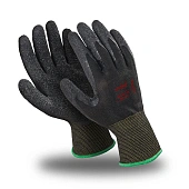Перчатки МИКРОТЕХ (MG-141), полиамид, латекс частичный, оверлок, цвет черный (РФ)
