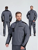 Куртка ProfLineLeader (тк.Хлопок/Спандекс,260), серый/черный