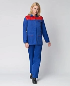 Костюм женский NEW (тк.Смесовая,210) брюки, васильковый/красный