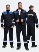 Костюм Бостон (тк.Саржа,320) п/к, т.синий/васильковый