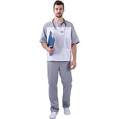 Костюм ПУЛЬС, белый-серый, мужской