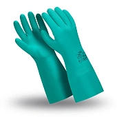 Перчатки ДИЗЕЛЬ (CG-926), нитрил, 0.42 мм, 380 мм, хлопковая подкладка, цвет зеленый