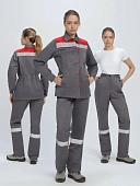 Костюм женский Весна-1 СОП NEW (тк.Смесовая,210) брюки, т.серый/красный