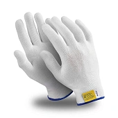 Перчатки МИКРОН (MG-101), нейлон, без покрытия, оверлок, цвет белый