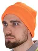Шапка трикотажная двойная, оранжевая