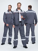 Костюм Флофт-1 Премиум СОП У. (тк.Смесовая,240) брюки, т.серый/серый/красный