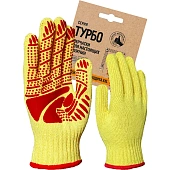 Перчатки трикотажные с ПВХ "ТУРБО" желтый/красный, (Пер 050Я), картонный ярлык