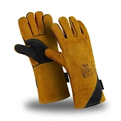 Краги ФЛАГМАН (TG-692/SPL-74), спилок, джинса/флис, нить Kevlar®, до 400 °С, 410 мм, цвет коричневый