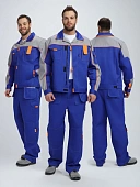 Костюм Драга-1 (тк.Смесовая МВО,240) брюки, васильковый/св.серый/оранжевый