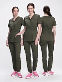 Костюм женский хирургический Модерн-004 (тк.Стрейч,120) MedLine, хаки