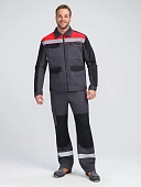 Костюм ProfLineBase-2 (тк.Твил,210) п/к, т.серый/черный/красный