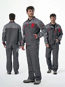 Костюм Драга-2 (тк.Смесовая МВО,240) п/к, т.серый/св.серый/красный