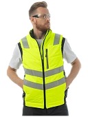 Сигнальный жилет утепленный Brodeks KW111, желтый/черный  Сигнальный жилет утепленный Brodeks KW111, желтый/черный