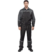 Костюм АВТОМОЙЩИК летний, серый-чёрный (Куртка+полукомбинезон)