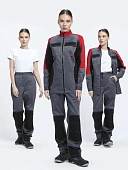 Костюм женский Вектрон-1 (тк.Смесовая,240) брюки, серый/красный/черный