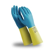 Перчатки СОЮЗ (CG-971/LN-F-05), латекс/неопрен, 0.70 мм, 320 мм, хлопковая подкладка,сине-желтый