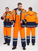 Костюм зимний для дорожника Ультра (тк.Смесовая,210) п/к, оранжевый/т.синий Костюм зимний для дорожника Ультра (тк.Смесовая,210) п/к, оранжевый/т.синий