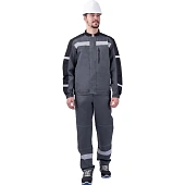 Костюм РОУД летний, серый-чёрный (Куртка+полукомбинезон)