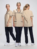 Костюм женский Ирина (тк.Смесовая,120), бежевый/т.синий