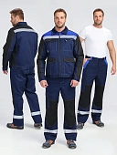 Костюм ProfLineBase-1 (тк.Твил,210) брюки, т.синий/черный/васильковый