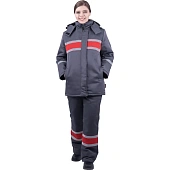 Костюм АНГАРА зимний, серый-красный, женский