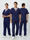 Костюм мужской Симпл-001 (тк.Смесовая,120) MedLine, т.синий/бежевый